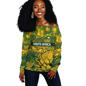 2026 Autumn Rugby Nations South Africa Custom Off Shoulder Sweater Indigenous Tribal Patchwork Motif