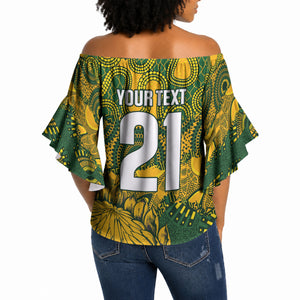 2026 Autumn Rugby Nations South Africa Custom Off Shoulder Wrap Waist Top Indigenous Tribal Patchwork Motif