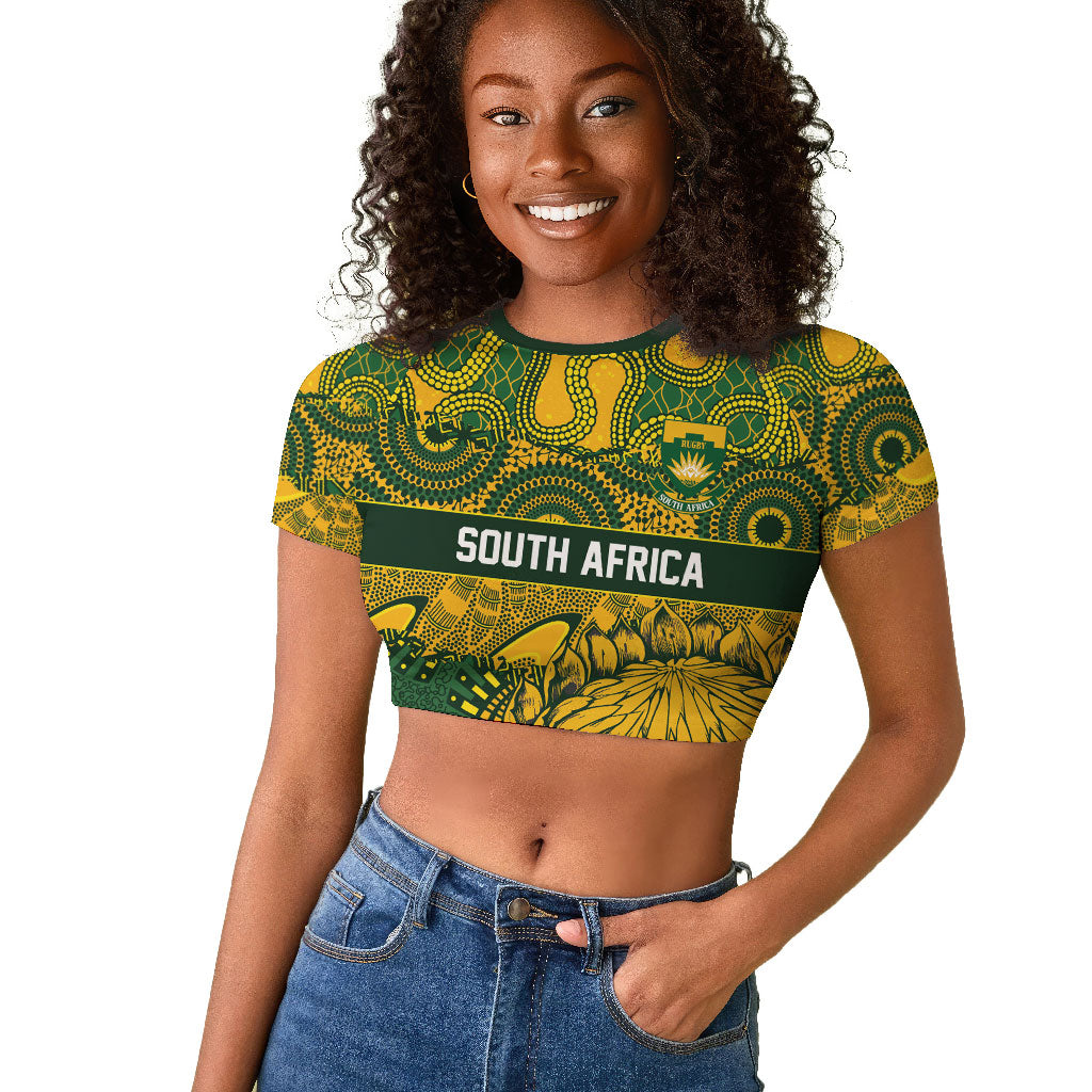 2026 Autumn Rugby Nations South Africa Custom Raglan Cropped T shirt Indigenous Tribal Patchwork Motif