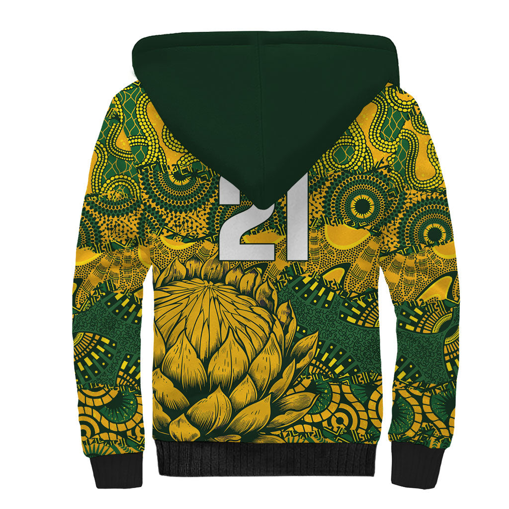 2026 Autumn Rugby Nations South Africa Custom Sherpa Hoodie Indigenous Tribal Patchwork Motif