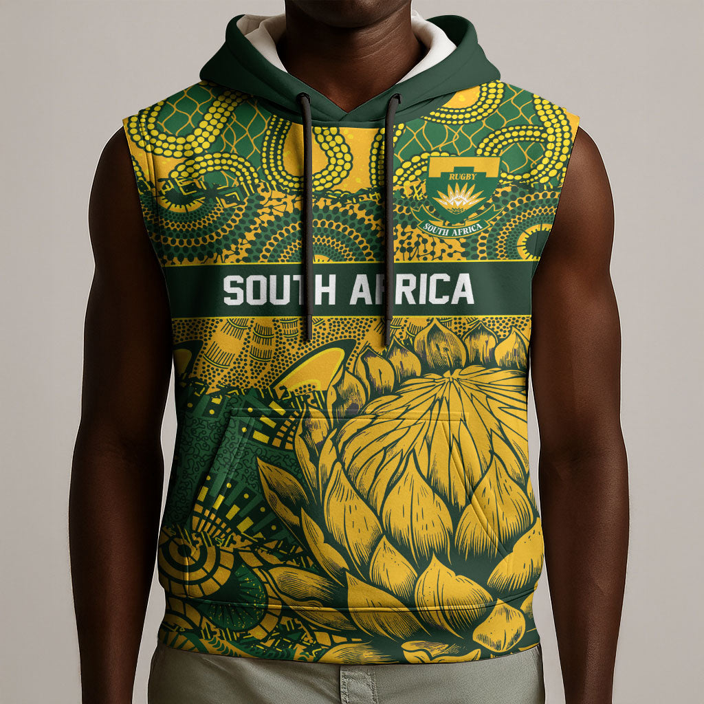 2026 Autumn Rugby Nations South Africa Custom Sleeveless Hoodie Indigenous Tribal Patchwork Motif