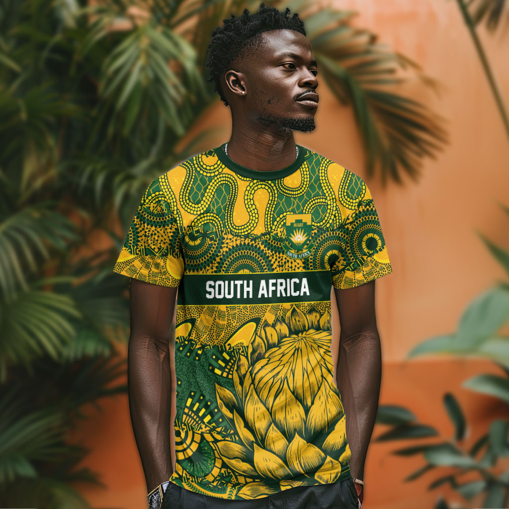 2026 Autumn Rugby Nations South Africa Custom T shirt Indigenous Tribal Patchwork Motif