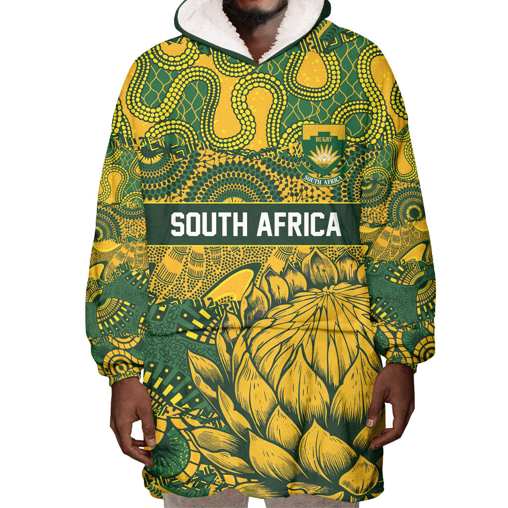 2026 Autumn Rugby Nations South Africa Custom Wearable Blanket Hoodie Indigenous Tribal Patchwork Motif