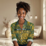 2026 Autumn Rugby Nations South Africa Custom Women Casual Shirt Indigenous Tribal Patchwork Motif