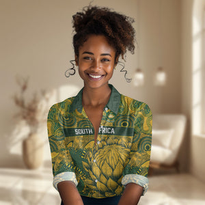 2026 Autumn Rugby Nations South Africa Custom Women Casual Shirt Indigenous Tribal Patchwork Motif