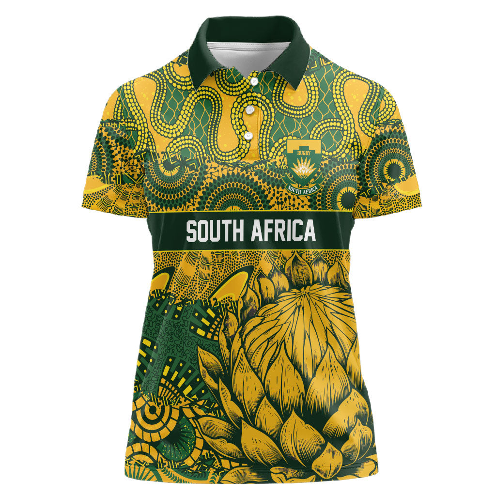 2026 Autumn Rugby Nations South Africa Custom Women Polo Shirt Indigenous Tribal Patchwork Motif