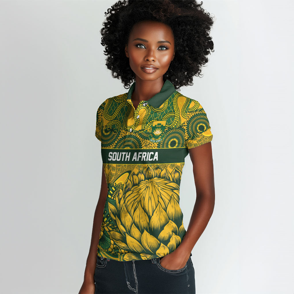 2026 Autumn Rugby Nations South Africa Custom Women Polo Shirt Indigenous Tribal Patchwork Motif