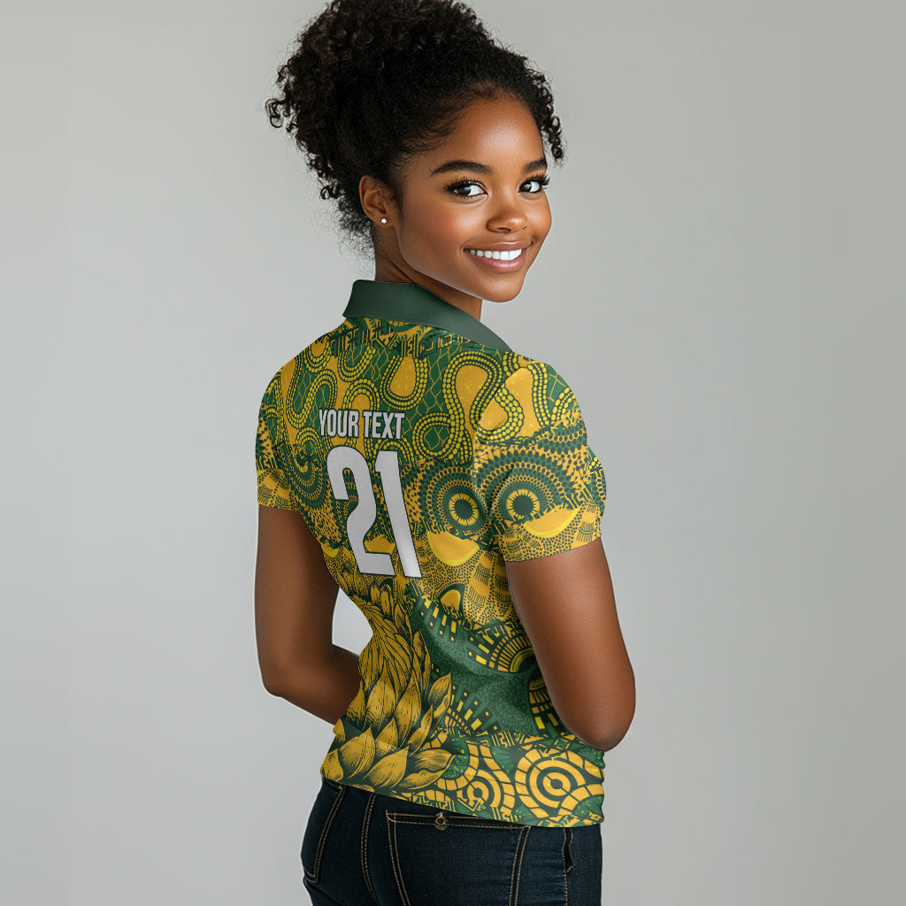 2026 Autumn Rugby Nations South Africa Custom Women Polo Shirt Indigenous Tribal Patchwork Motif