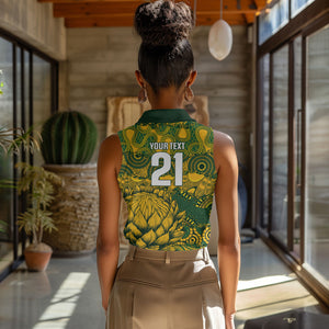 2026 Autumn Rugby Nations South Africa Custom Women Sleeveless Polo Shirt Indigenous Tribal Patchwork Motif