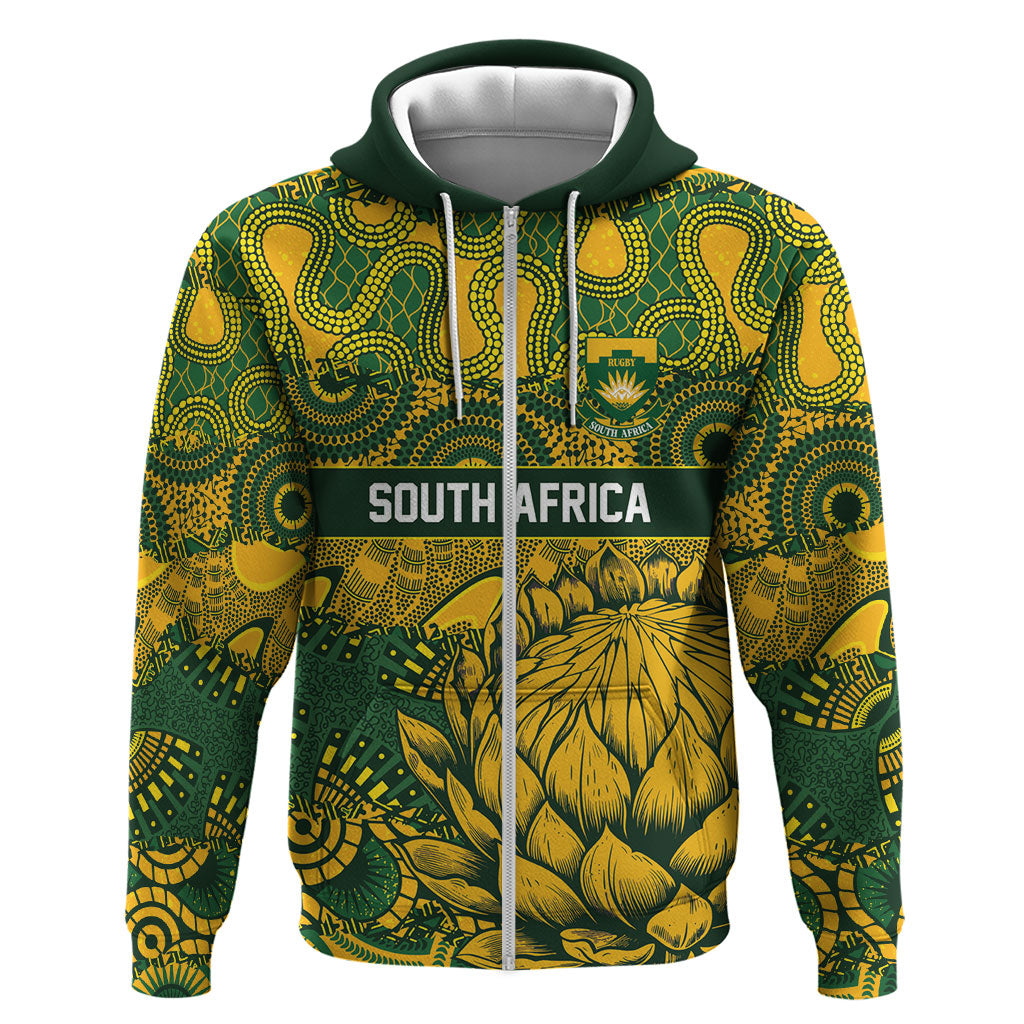 2026 Autumn Rugby Nations South Africa Custom Zip Hoodie Indigenous Tribal Patchwork Motif