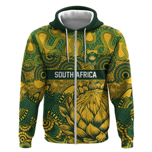 2026 Autumn Rugby Nations South Africa Custom Zip Hoodie Indigenous Tribal Patchwork Motif