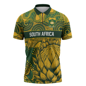 2026 Autumn Rugby Nations South Africa Custom Zipper Polo Shirt Indigenous Tribal Patchwork Motif