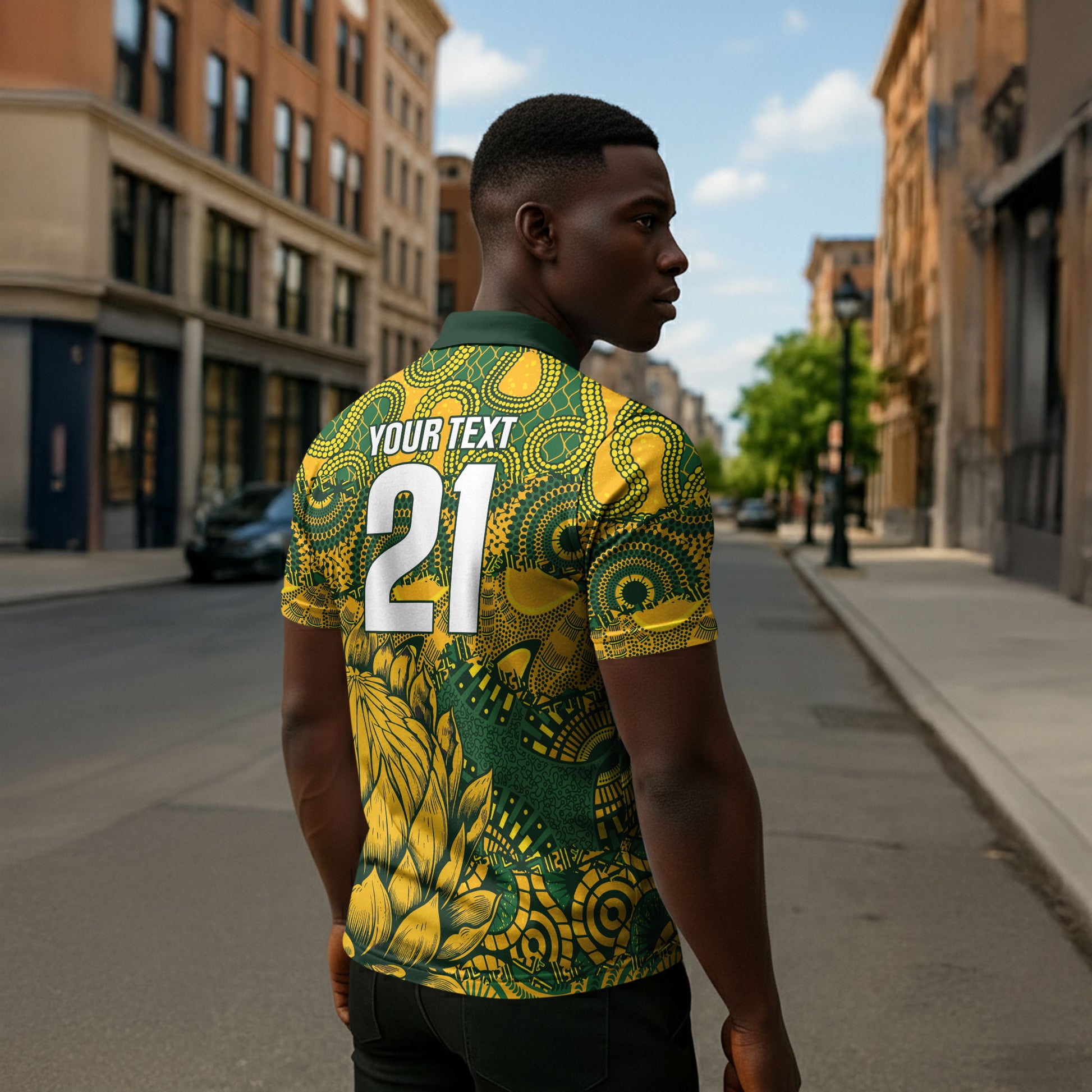 2026 Autumn Rugby Nations South Africa Custom Zipper Polo Shirt Indigenous Tribal Patchwork Motif