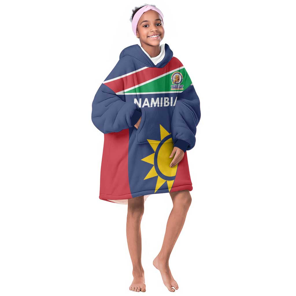 Custom Namibia Cricket Spirit 2026 Kid Wearable Blanket Hoodie World T20 Edition - African Pride