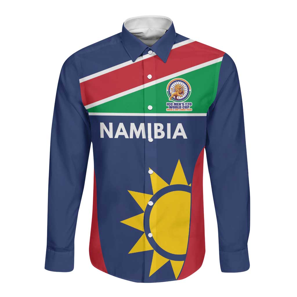 Custom Namibia Cricket Spirit 2026 Long Sleeve Button Shirt World T20 Edition - African Pride