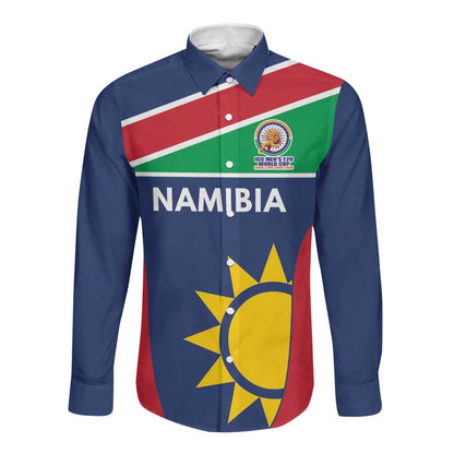 Custom Namibia Cricket Spirit 2026 Long Sleeve Button Shirt World T20 Edition - African Pride