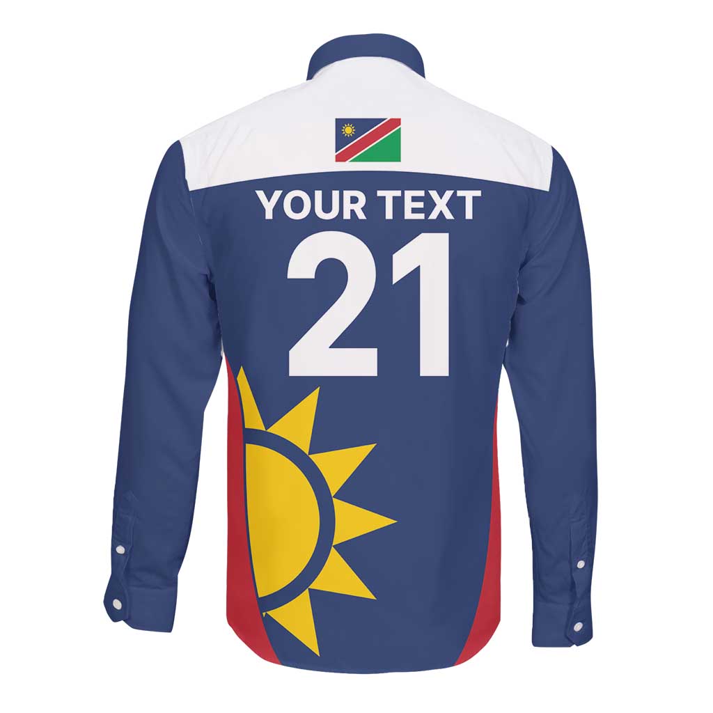 Custom Namibia Cricket Spirit 2026 Long Sleeve Button Shirt World T20 Edition - African Pride