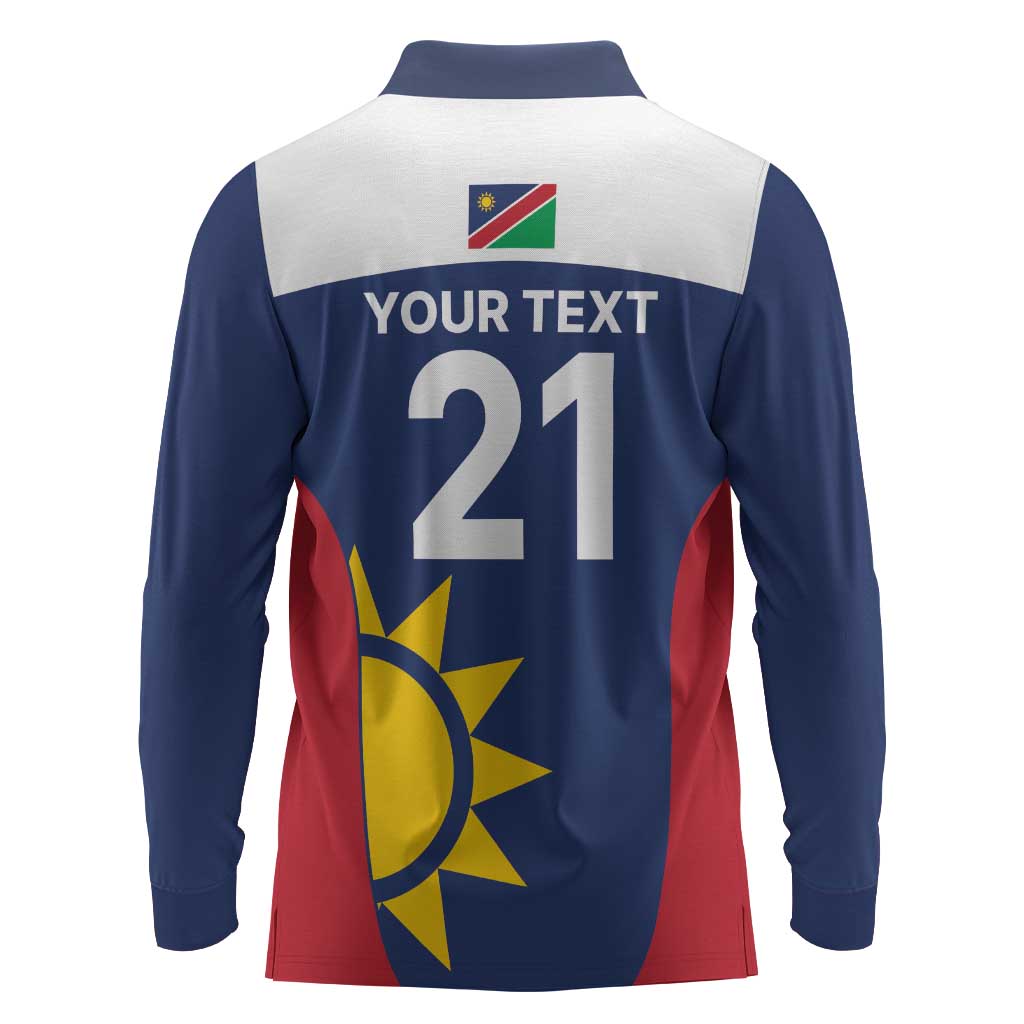Custom Namibia Cricket Spirit 2026 Long Sleeve Polo Shirt World T20 Edition - African Pride