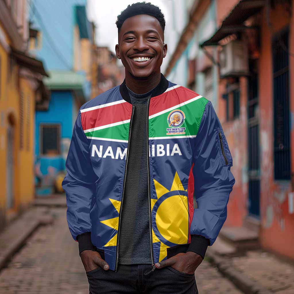 Custom Namibia Cricket Spirit 2026 Sleeve Zip Bomber Jacket World T20 Edition - African Pride