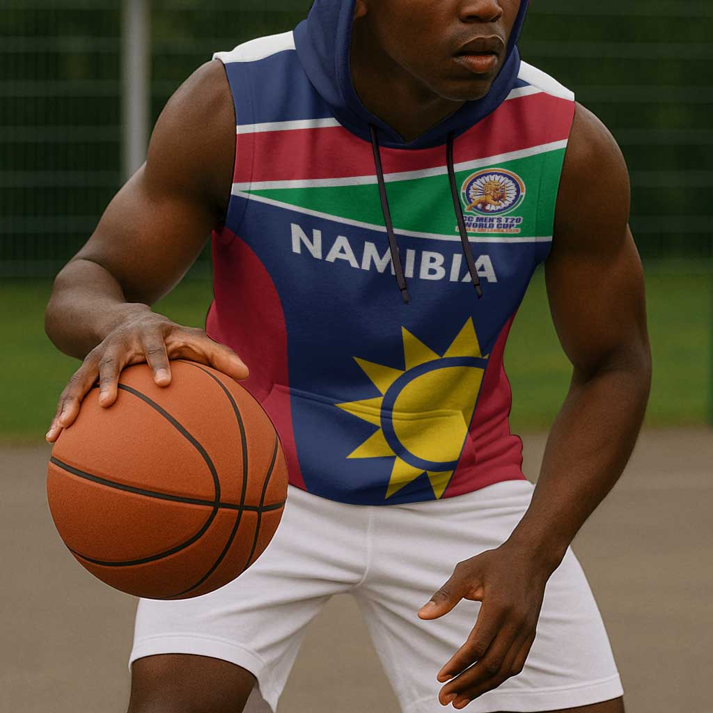 Custom Namibia Cricket Spirit 2026 Sleeveless Hoodie World T20 Edition - African Pride