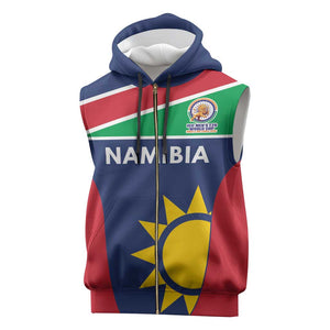 Custom Namibia Cricket Spirit 2026 Sleeveless Zip Hoodie World T20 Edition - African Pride