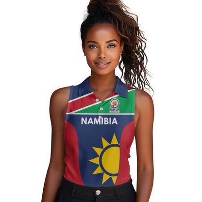 Custom Namibia Cricket Spirit 2026 Women Sleeveless Polo Shirt World T20 Edition - African Pride