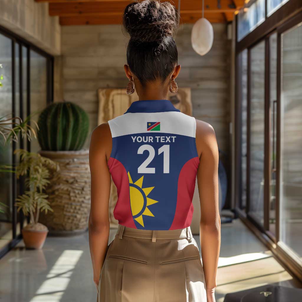 Custom Namibia Cricket Spirit 2026 Women Sleeveless Polo Shirt World T20 Edition - African Pride