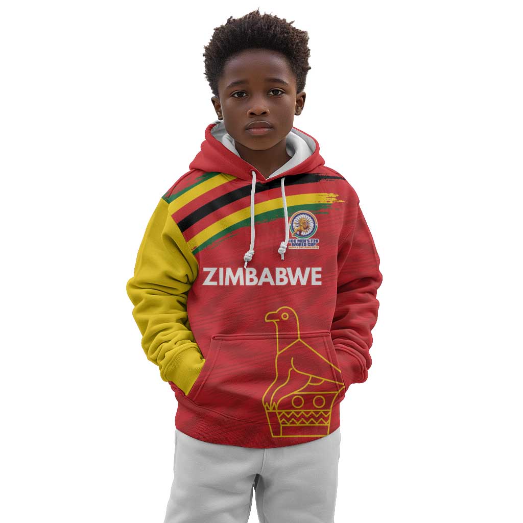 Custom Zimbabwe Cricket Spirit 2026 Kid Hoodie World T20 Edition - African Pride