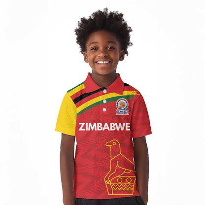 Custom Zimbabwe Cricket Spirit 2026 Kid Polo Shirt World T20 Edition - African Pride