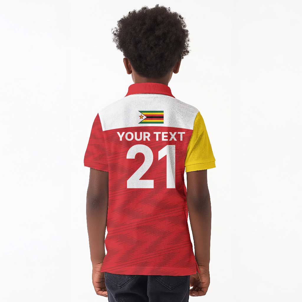 Custom Zimbabwe Cricket Spirit 2026 Kid Polo Shirt World T20 Edition - African Pride
