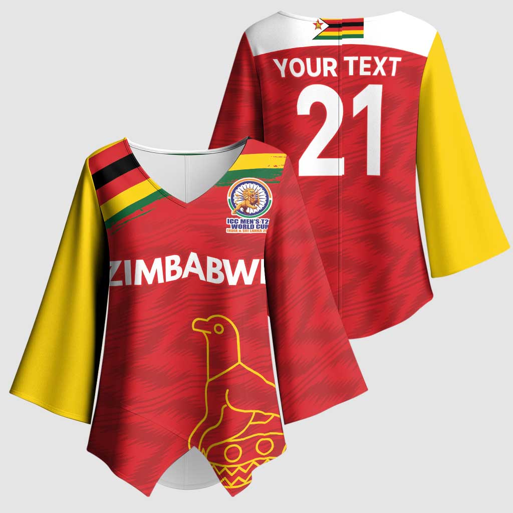 Custom Zimbabwe Cricket Spirit 2026 Kimono Sleeve Blouse World T20 Edition