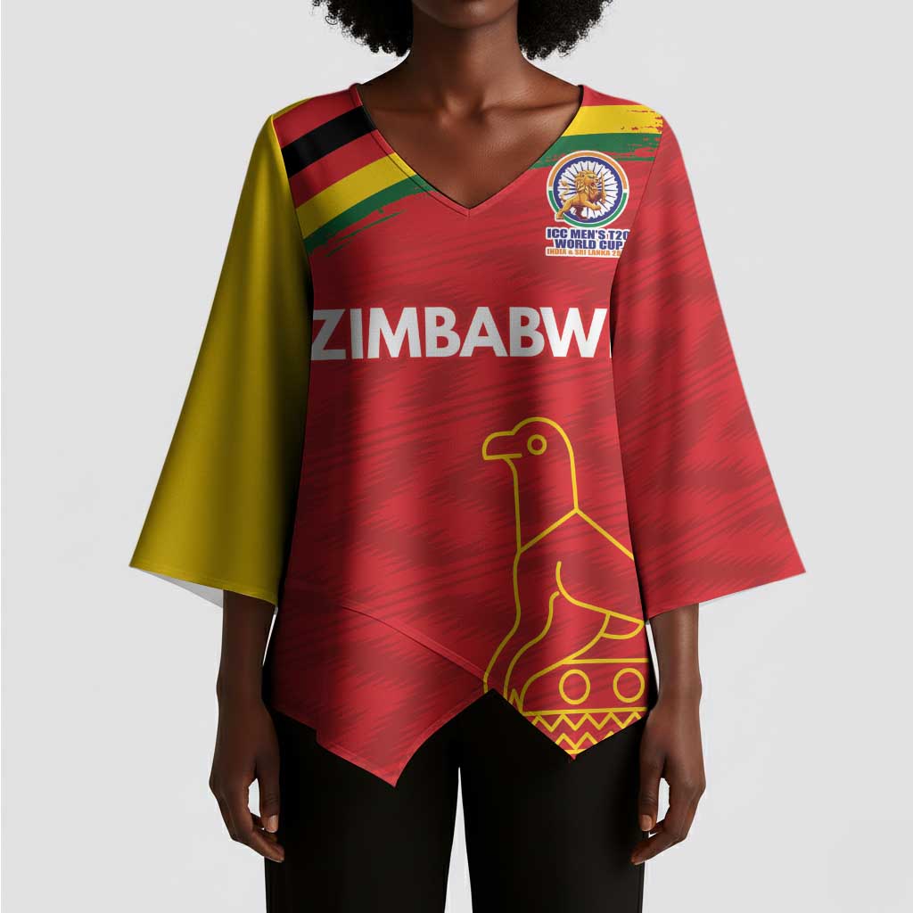 Custom Zimbabwe Cricket Spirit 2026 Kimono Sleeve Blouse World T20 Edition