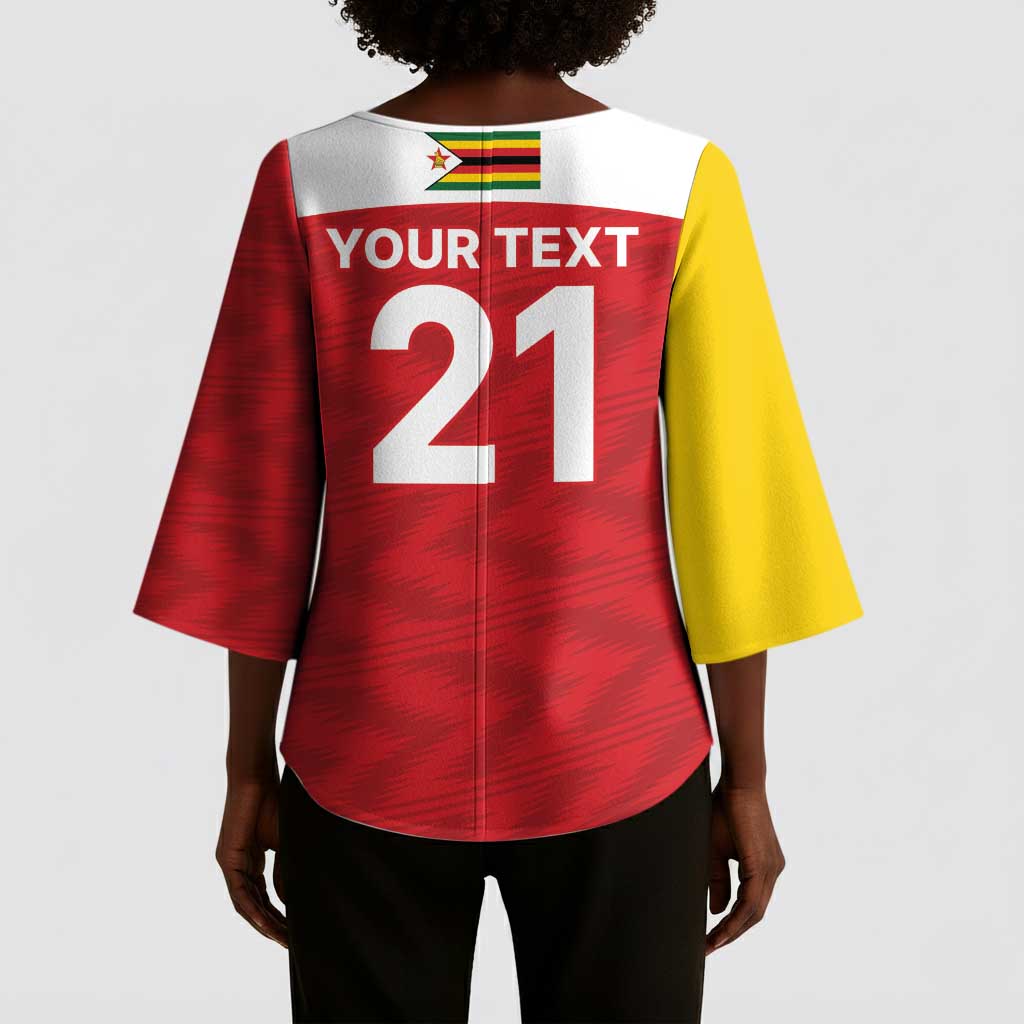 Custom Zimbabwe Cricket Spirit 2026 Kimono Sleeve Blouse World T20 Edition
