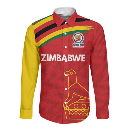 Custom Zimbabwe Cricket Spirit 2026 Long Sleeve Button Shirt World T20 Edition - African Pride