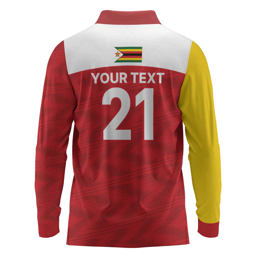 Custom Zimbabwe Cricket Spirit 2026 Long Sleeve Polo Shirt World T20 Edition - African Pride