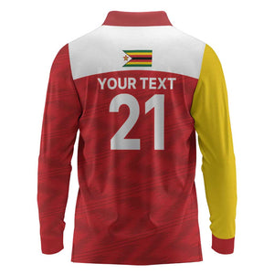 Custom Zimbabwe Cricket Spirit 2026 Long Sleeve Polo Shirt World T20 Edition - African Pride