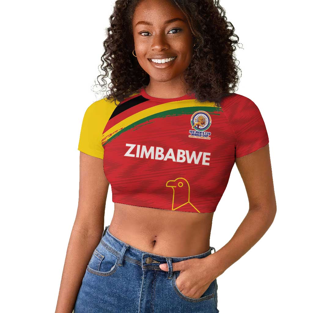 Custom Zimbabwe Cricket Spirit 2026 Raglan Cropped T shirt World T20 Edition - African Pride