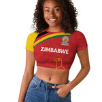 Custom Zimbabwe Cricket Spirit 2026 Raglan Cropped T shirt World T20 Edition - African Pride