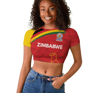 Custom Zimbabwe Cricket Spirit 2026 Raglan Cropped T shirt World T20 Edition - African Pride
