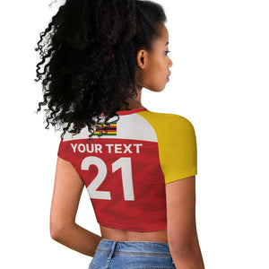 Custom Zimbabwe Cricket Spirit 2026 Raglan Cropped T shirt World T20 Edition - African Pride