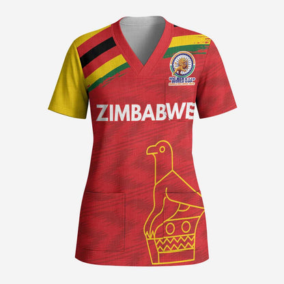 Custom Zimbabwe Cricket Spirit 2026 Scrub Top World T20 Edition - African Pride
