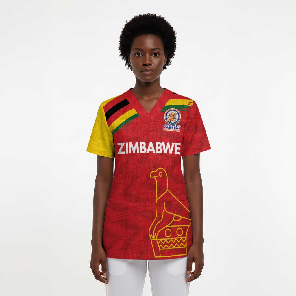 Custom Zimbabwe Cricket Spirit 2026 Scrub Top World T20 Edition - African Pride