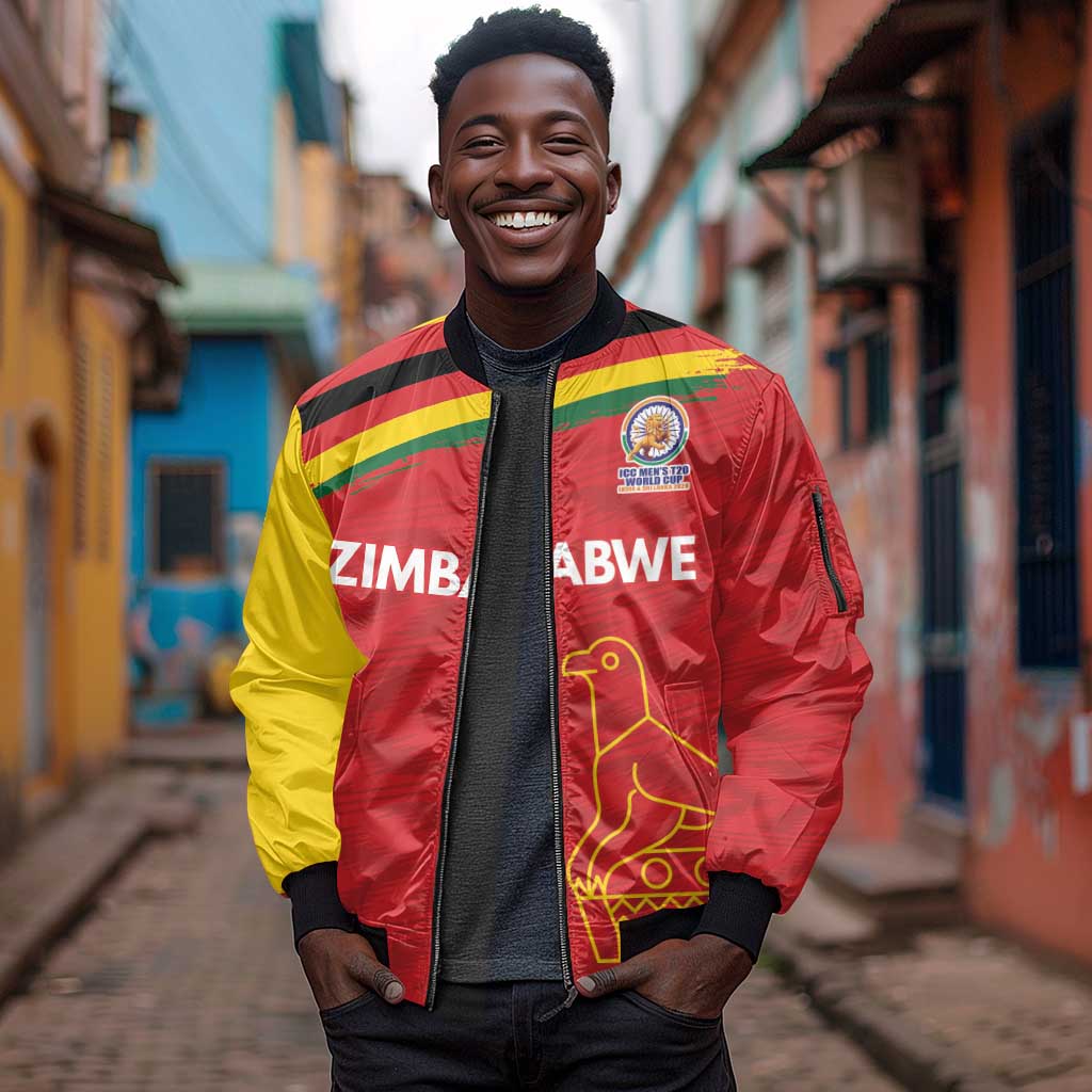 Custom Zimbabwe Cricket Spirit 2026 Sleeve Zip Bomber Jacket World T20 Edition - African Pride