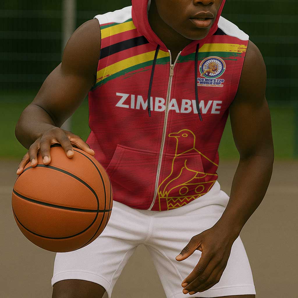 Custom Zimbabwe Cricket Spirit 2026 Sleeveless Zip Hoodie World T20 Edition - African Pride