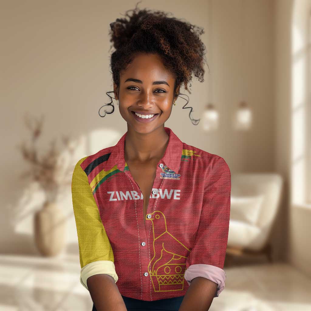 Custom Zimbabwe Cricket Spirit 2026 Women Casual Shirt World T20 Edition - African Pride