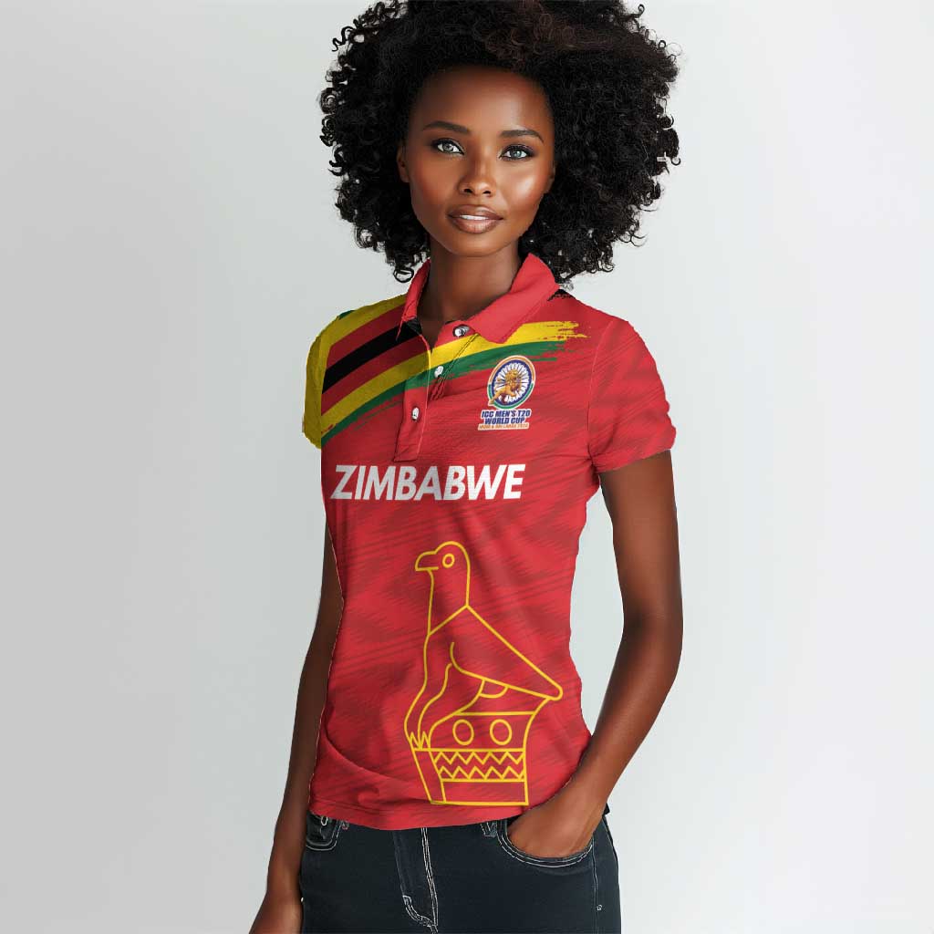 Custom Zimbabwe Cricket Spirit 2026 Women Polo Shirt World T20 Edition - African Pride