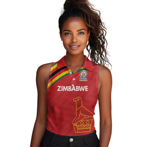 Custom Zimbabwe Cricket Spirit 2026 Women Sleeveless Polo Shirt World T20 Edition - African Pride
