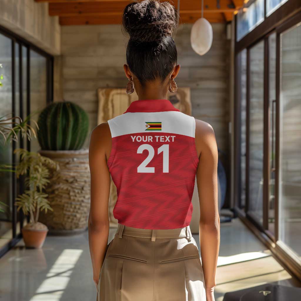 Custom Zimbabwe Cricket Spirit 2026 Women Sleeveless Polo Shirt World T20 Edition - African Pride