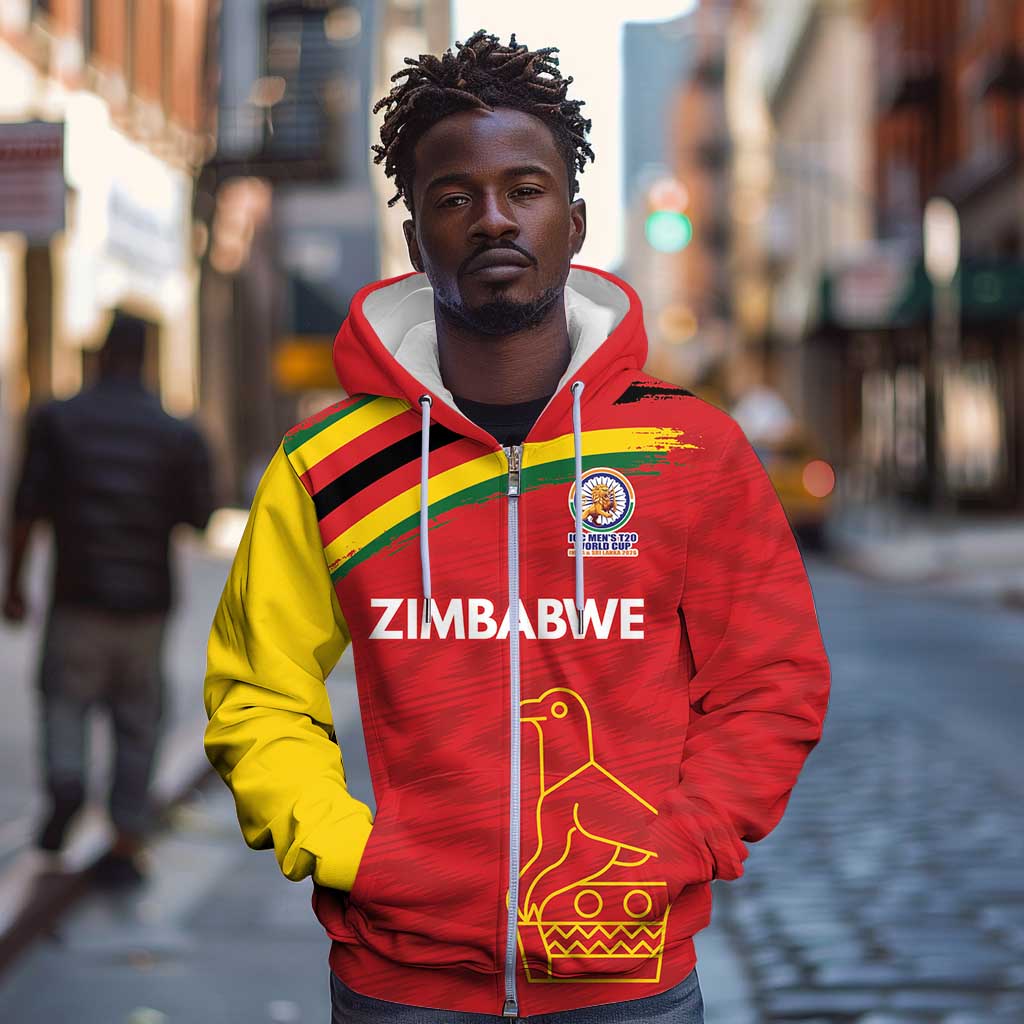 Custom Zimbabwe Cricket Spirit 2026 Zip Hoodie World T20 Edition - African Pride