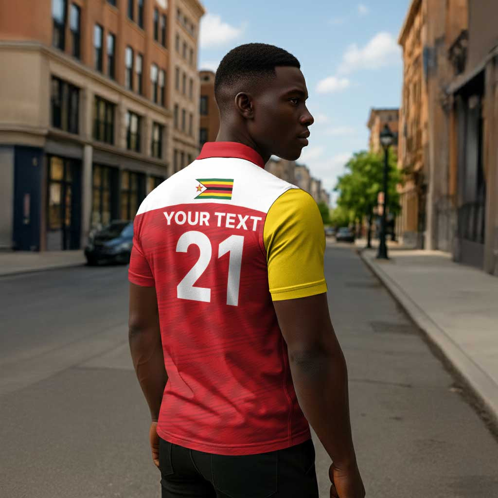 Custom Zimbabwe Cricket Spirit 2026 Zipper Polo Shirt World T20 Edition